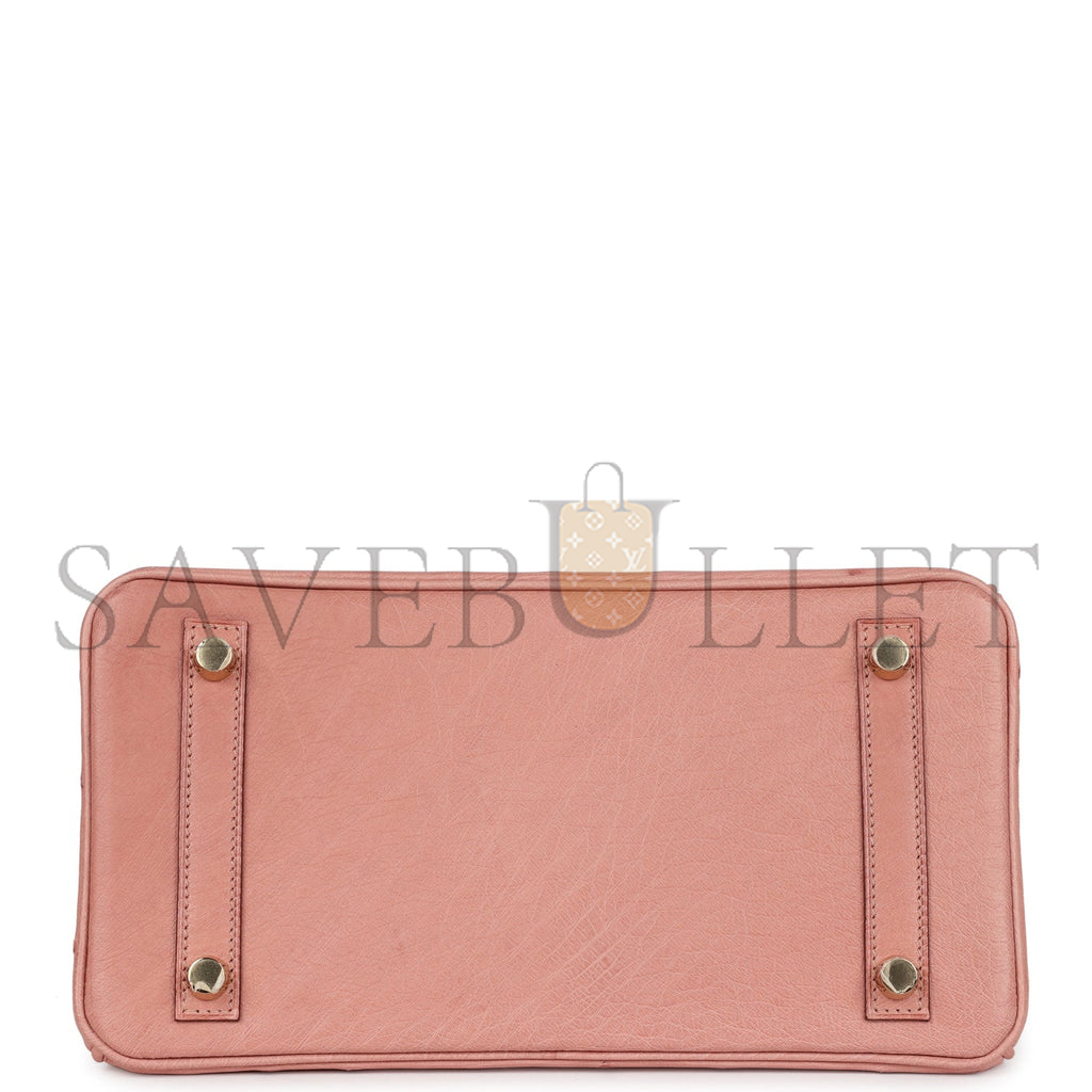 H**mes master birkin 25 ostrich leather cherry blossom pink gold buckle h041944ck92 (25*20*13cm)